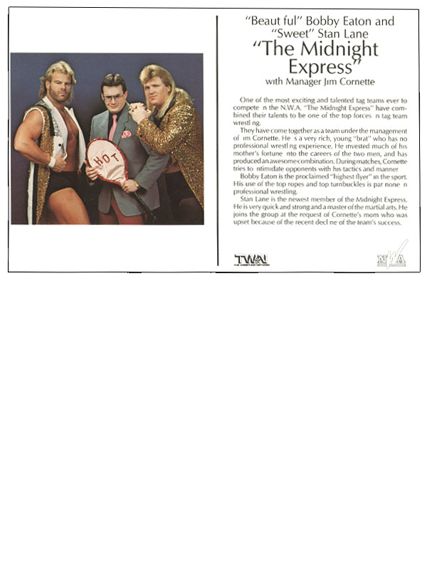 Jim Cornette Midnight Express Publicity Card 1987 Nwa
